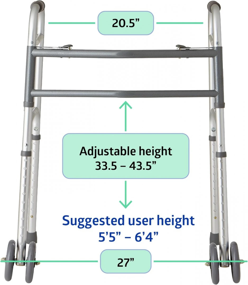 New -Medline Bariatric Folding Walker with Wheels - photo 4