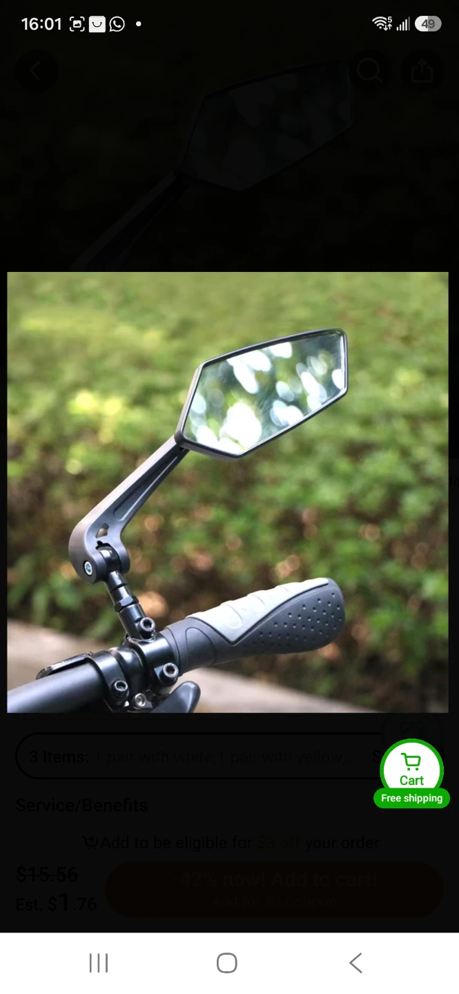 Bicycle mirrors rearview mirrors ebike escooter 1 pair