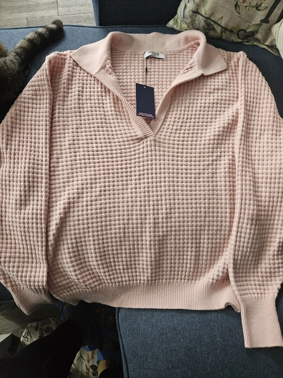 Smash + Tess Pink Waffle Knit Sweater