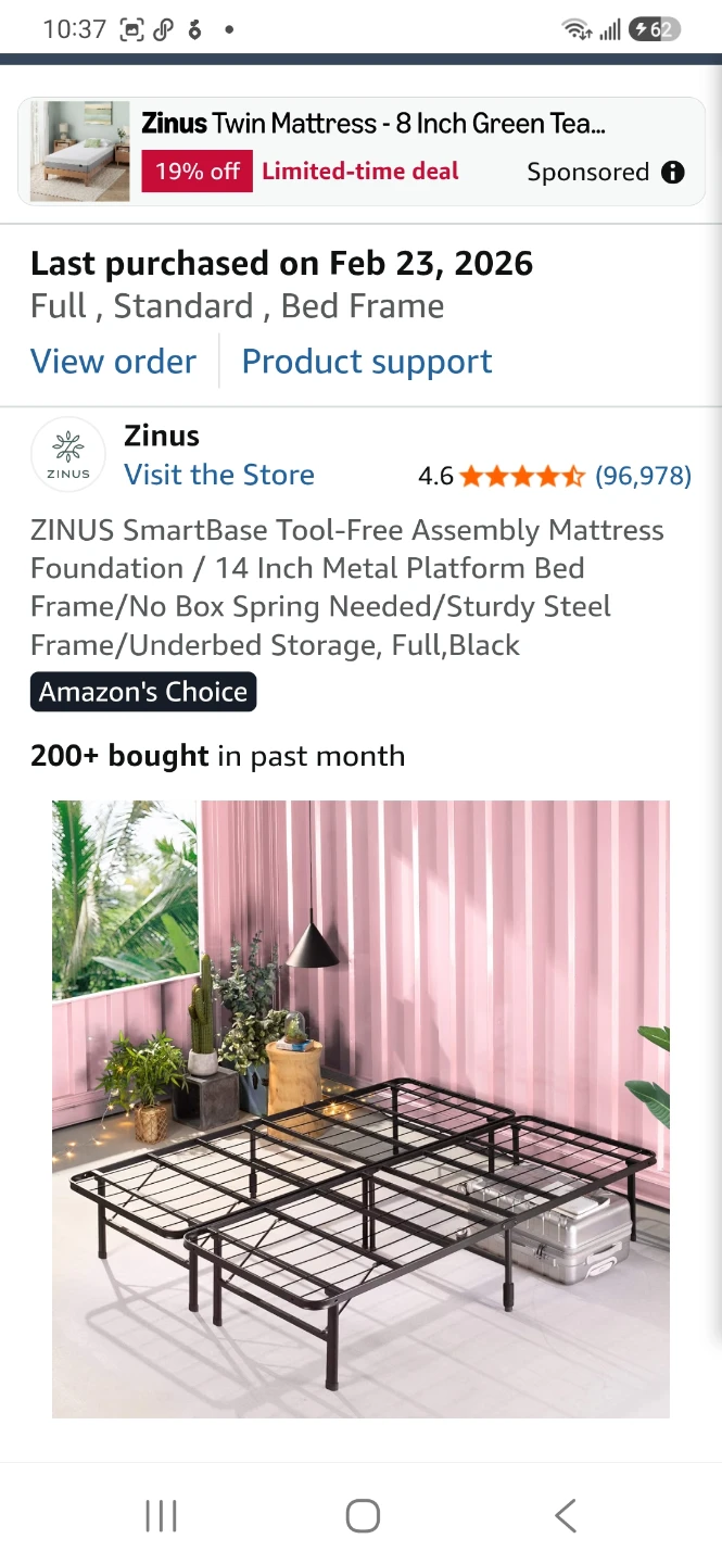 Zinus SmartBase 14 Inch Deluxe Metal Bed Frame - Full Size