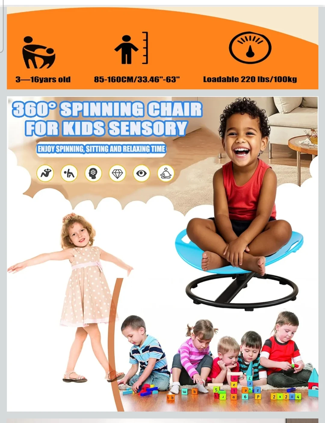 Spinning Chair for Kids Sensory Toys for Special Needs Children - photo 4