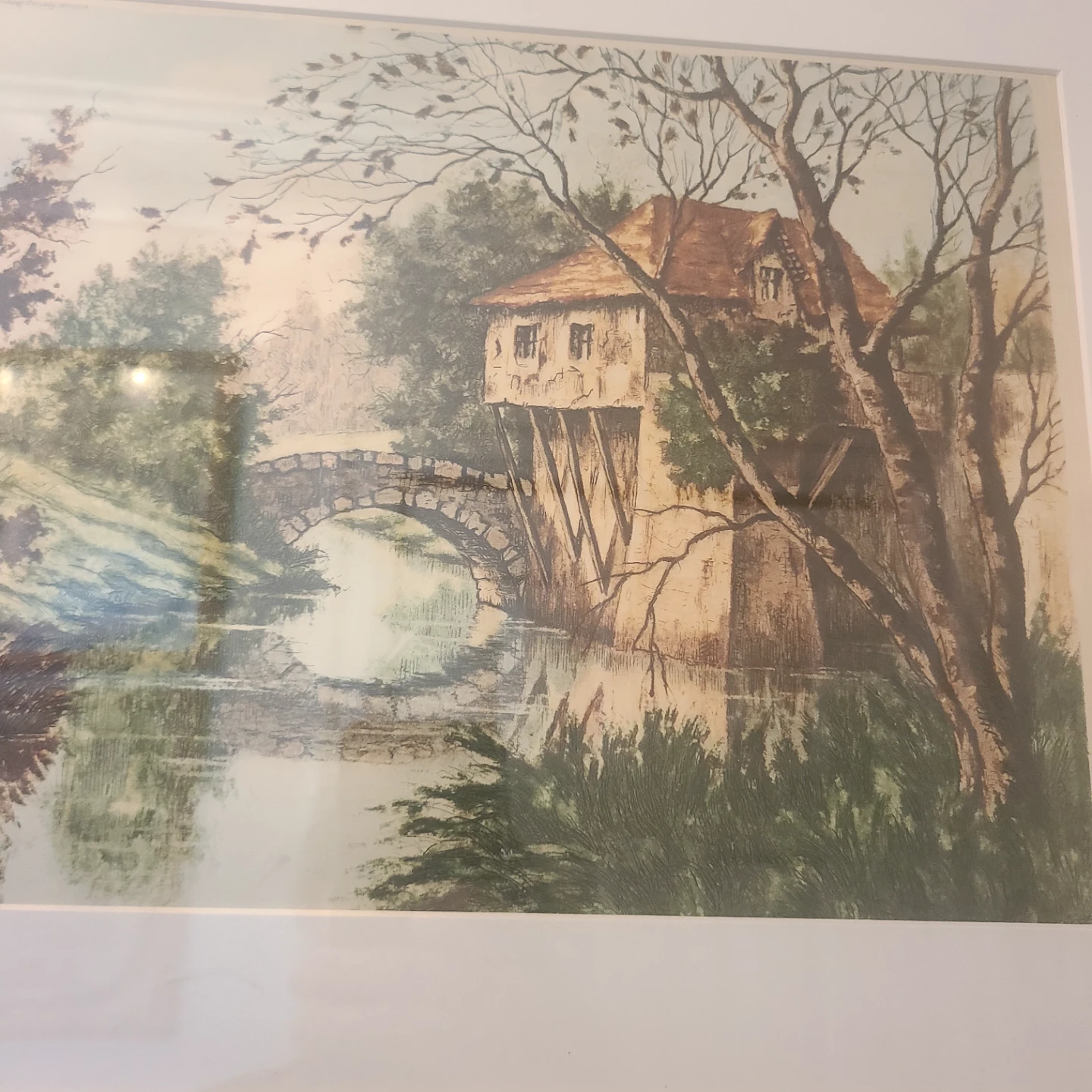 Framed Landscape Painting of a House by a River - photo 4