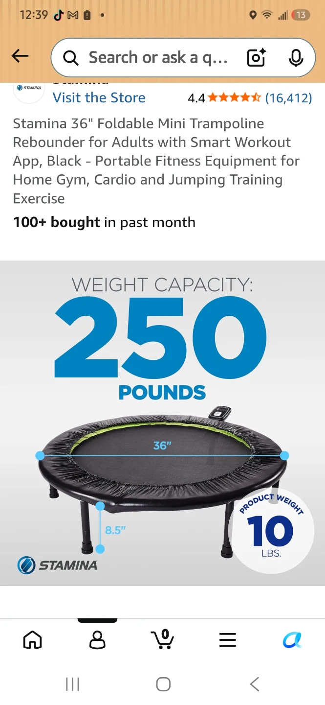 Stamina 36" Foldable Mini Trampoline Rebounder - photo 2