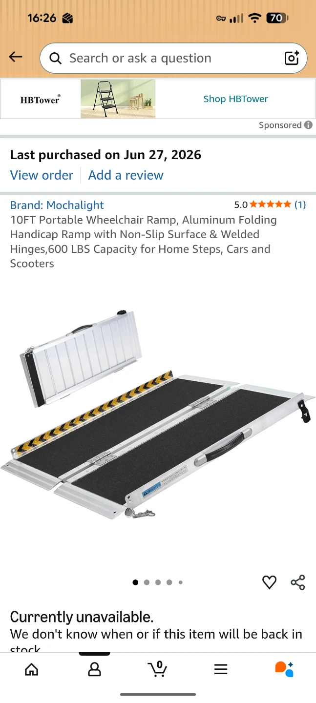 Mochalight 10FT Portable Folding Wheelchair Ramp
