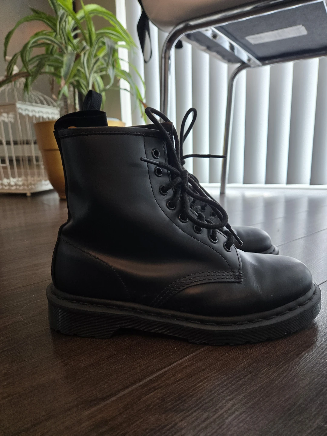 Dr. Martens black leather lace-up boots