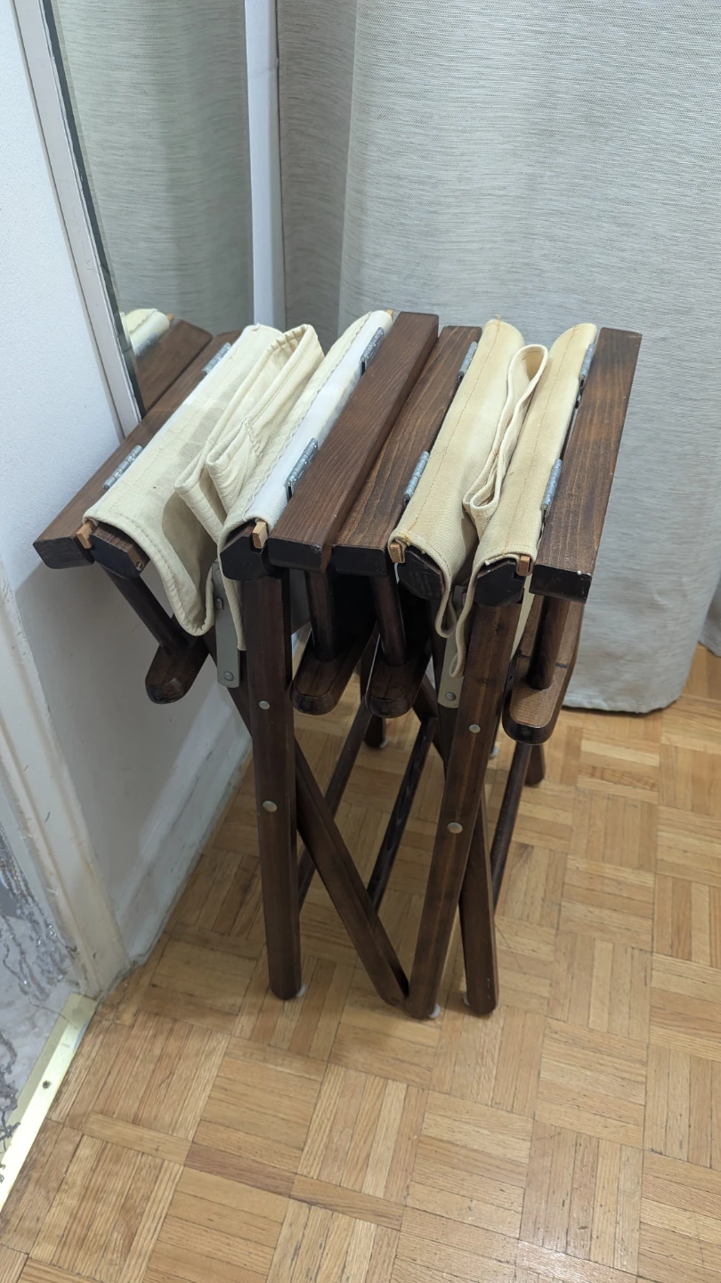 18" Director Chair Stool Folding Oak Frame/Tan Canvas - photo 3