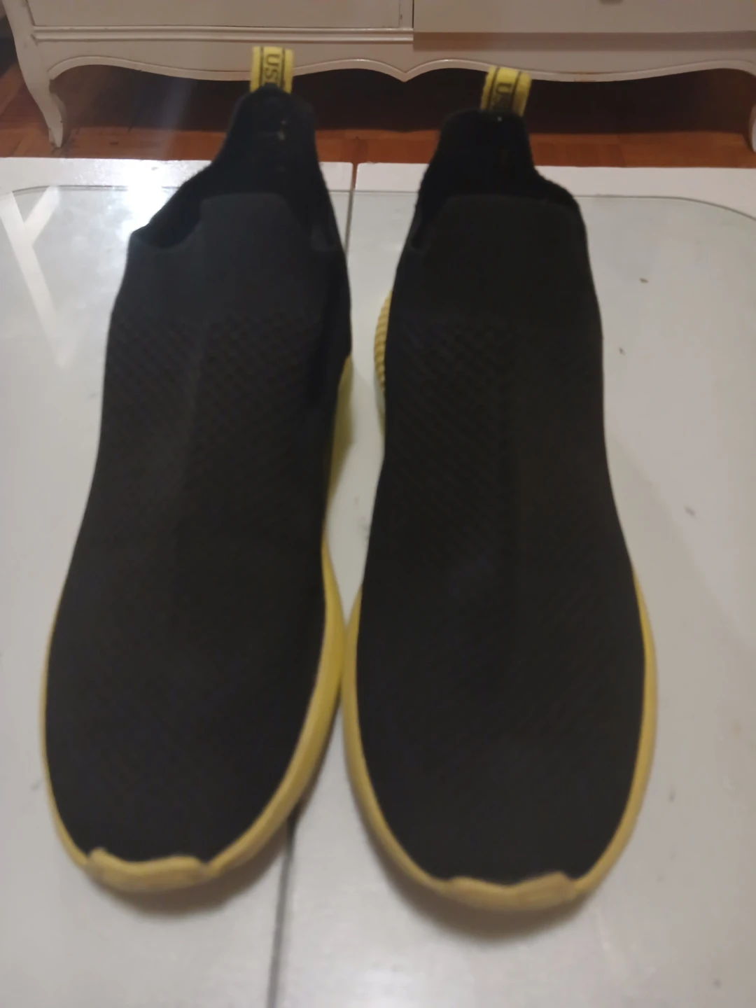USPA Sport Black & Yellow Slip-On Shoes