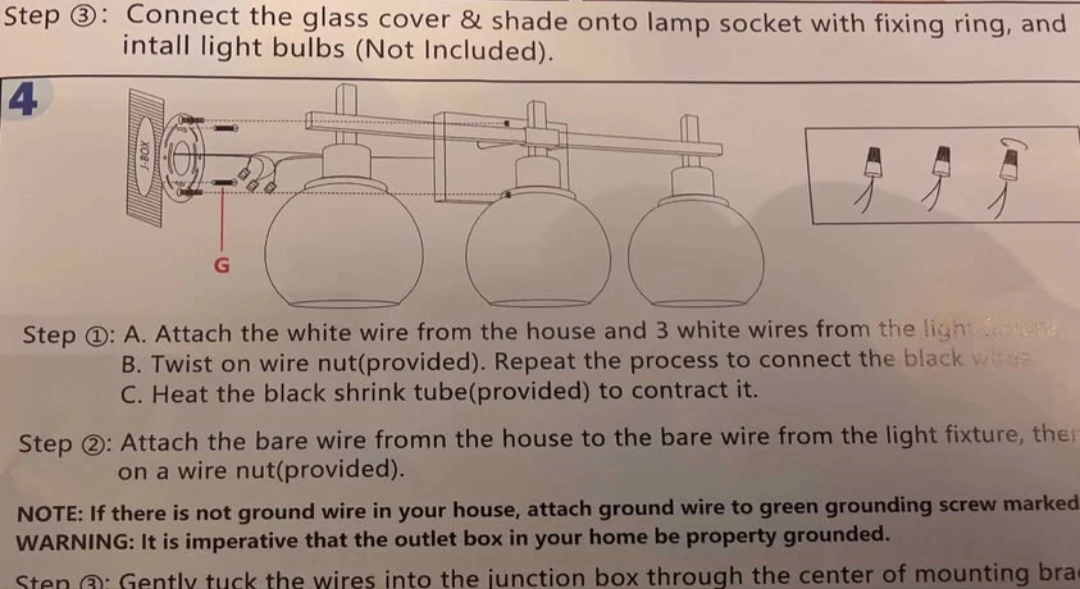 Light Fixture Silver with White Glass - 3-Sockets