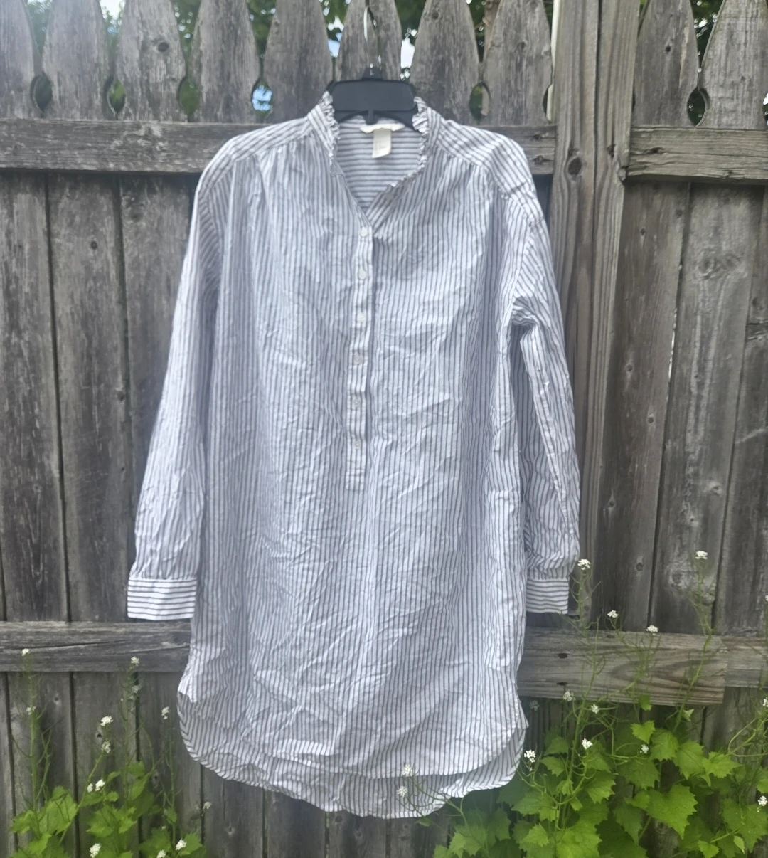 H&M Striped Long Sleeve Tunic Shirt Dress
