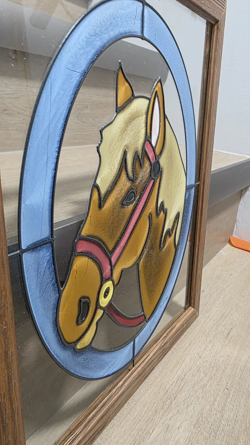 Stained Glass Horse Picture in Wooden Frame - photo 3