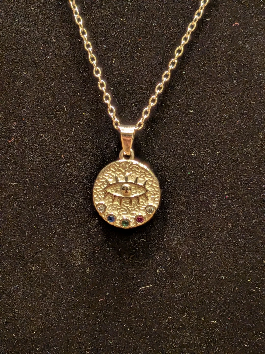 Silver Evil Eye Necklace with Gemstones