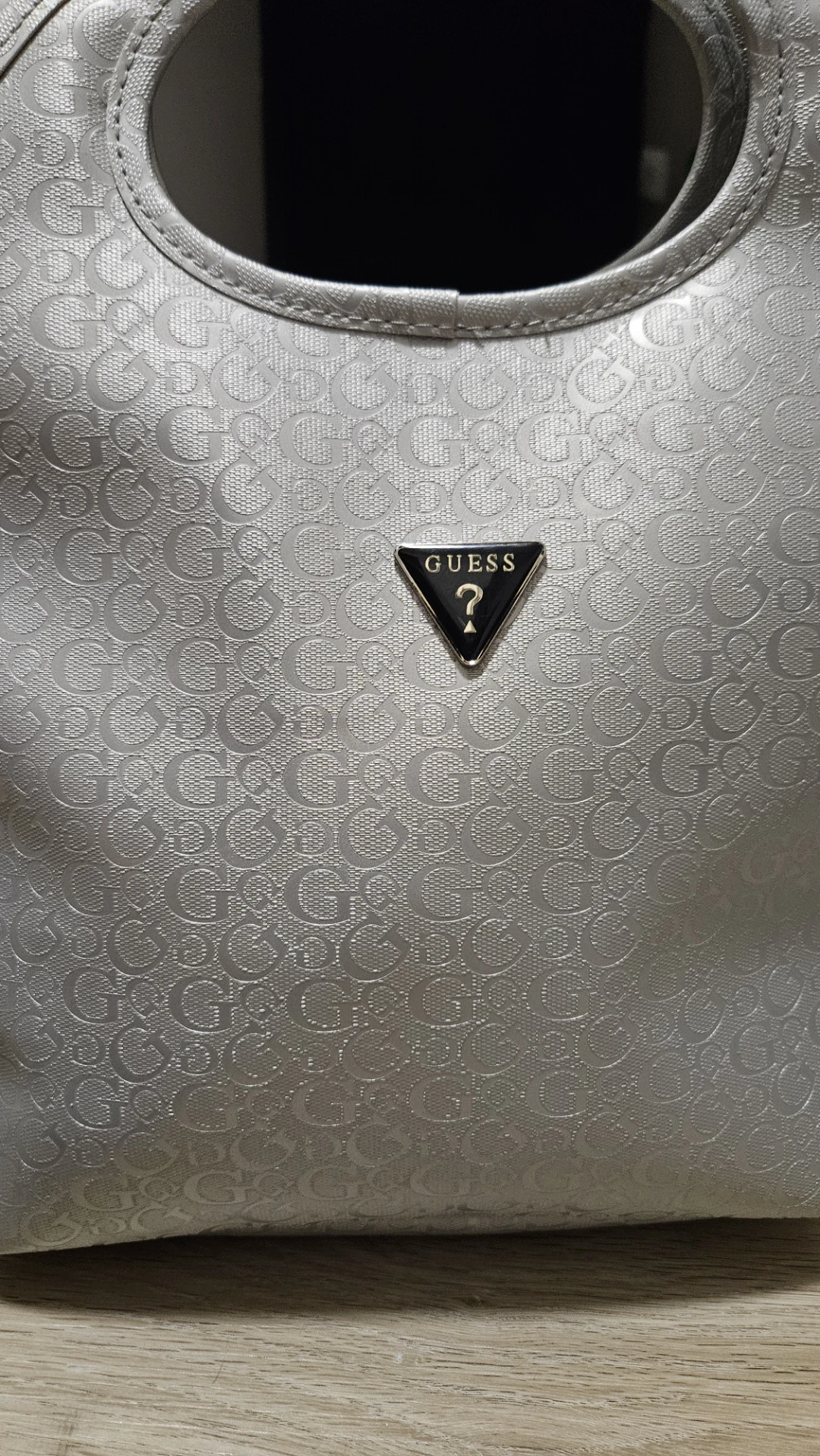 Guess Silver Monogram Tote Bag