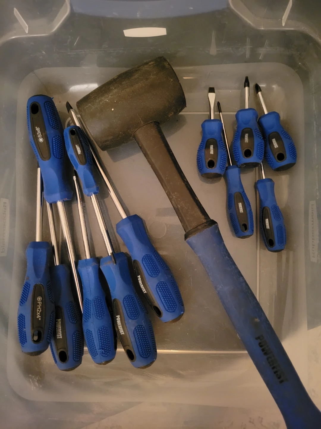 Powerfist screwdriver set and rubber mallet