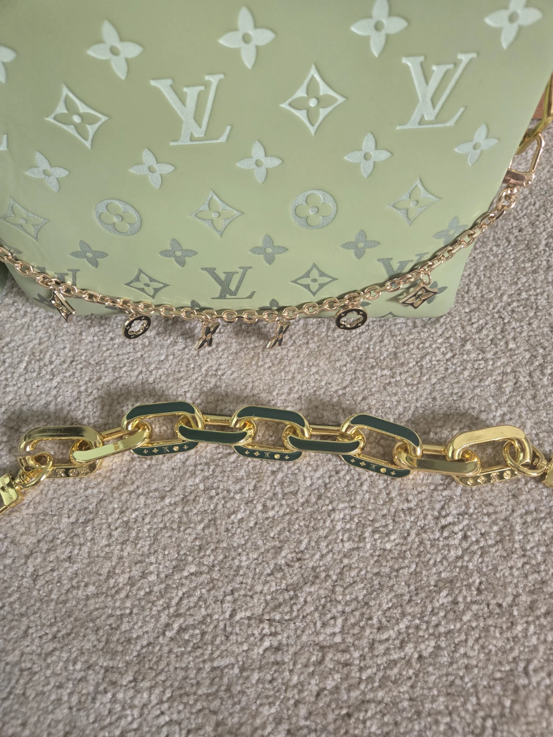 L V Monogram Pouch Bag - Light Green - photo 4