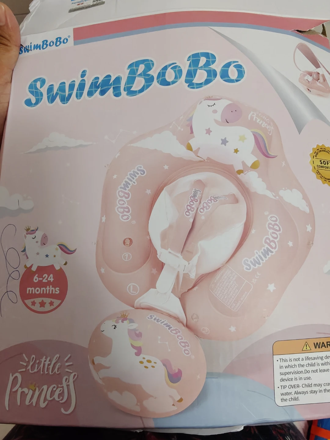 6-24 months baby - toddler swim floaties with canopy - pink - photo 2