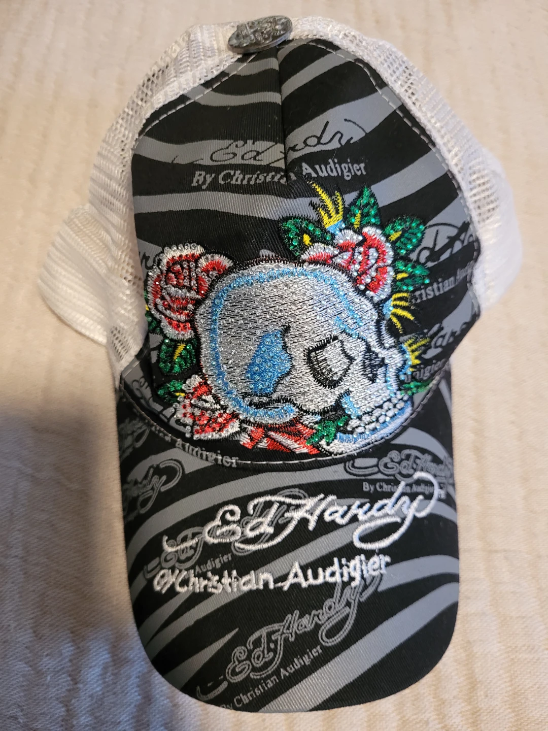 Ed Hardy Skull & Roses Trucker Hat