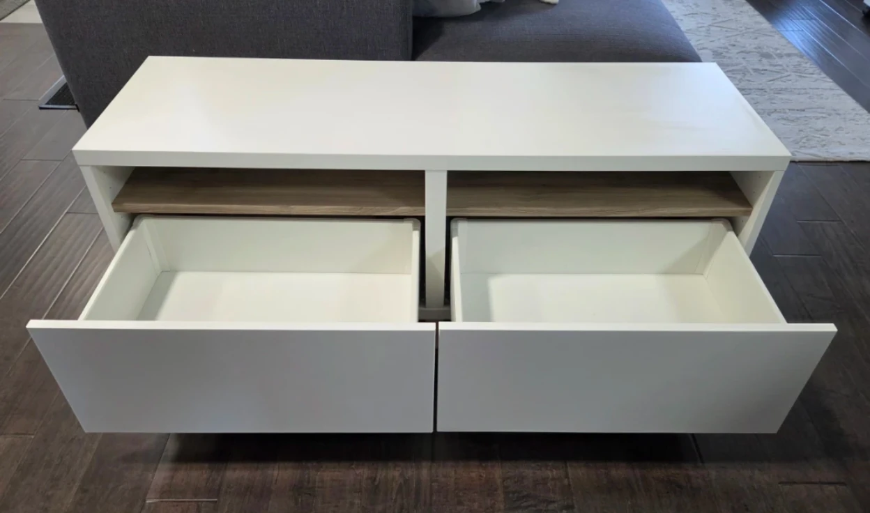 White TV Stand with Drawers - photo 2