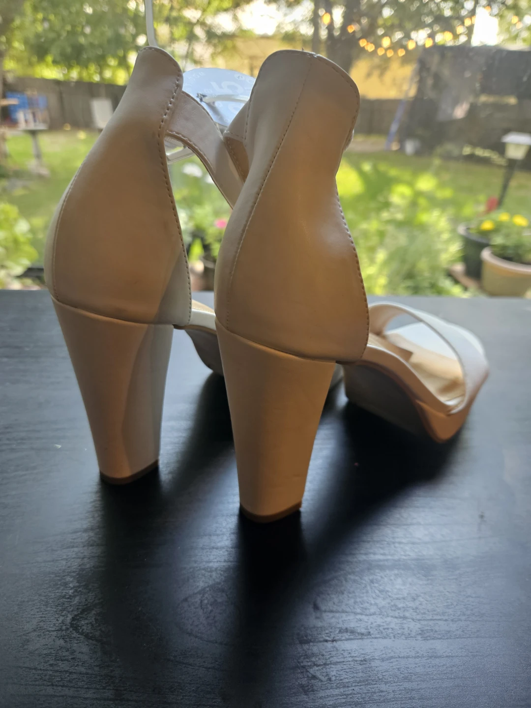 White Block Heel Sandals Size 8.5 - photo 2