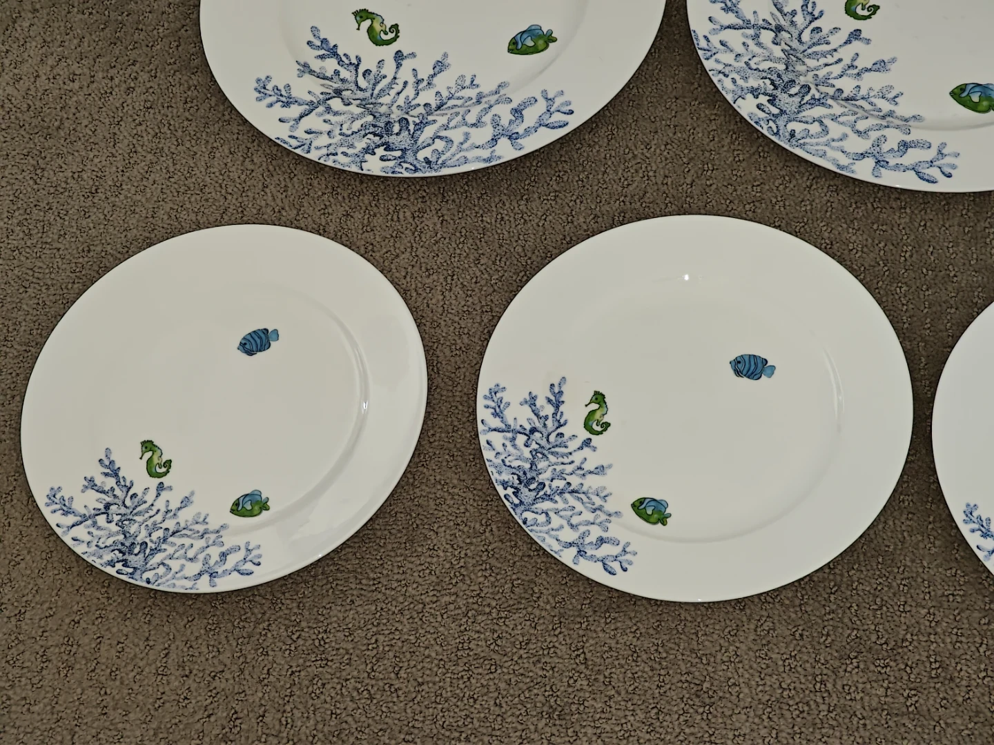 Set of 7 Fine Bone China Dinner & Salad Kitchen Plates 10" & 8" - photo 4