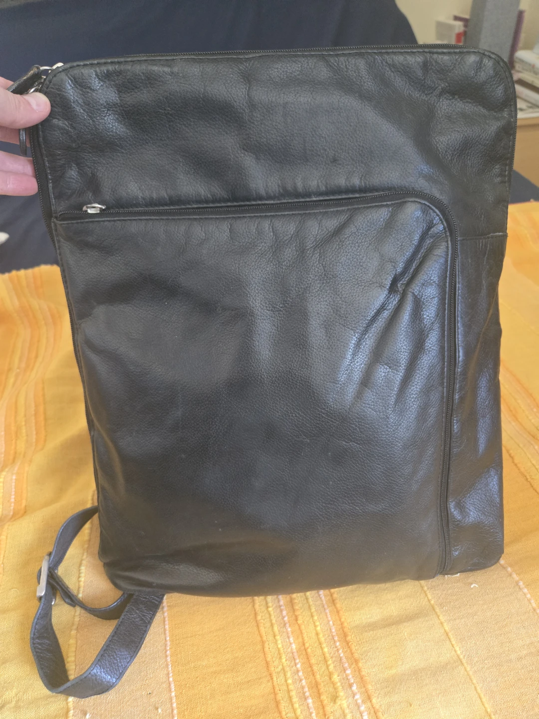 Black Leather Backpack Purse