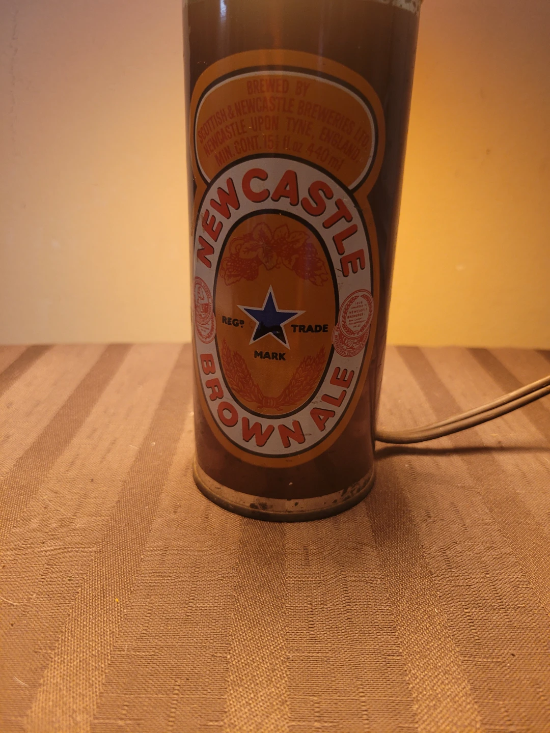 Vintage Newcastle Brown Ale Beer Tin Can Lamp