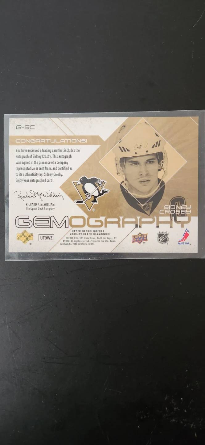 2008-09 Upper Deck Sidney Crosby Gemography Hockey Card - photo 2