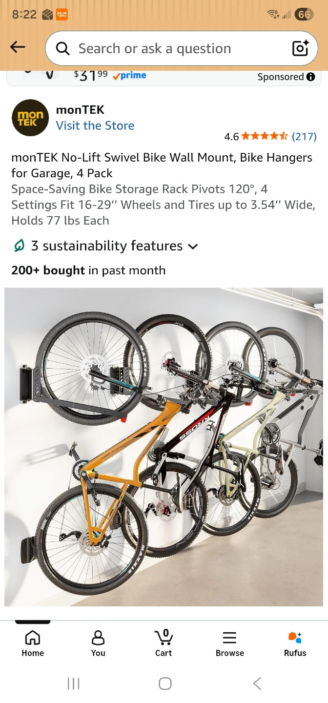monTEK 4 Pack Wall Mounted Bike Rack