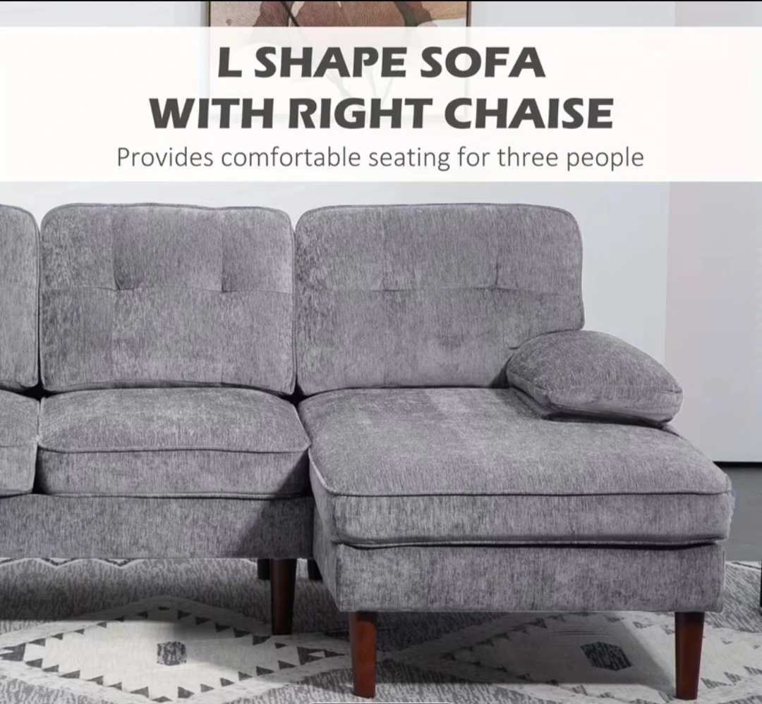 Grey L-Shape Sofa with Right Chaise - photo 4