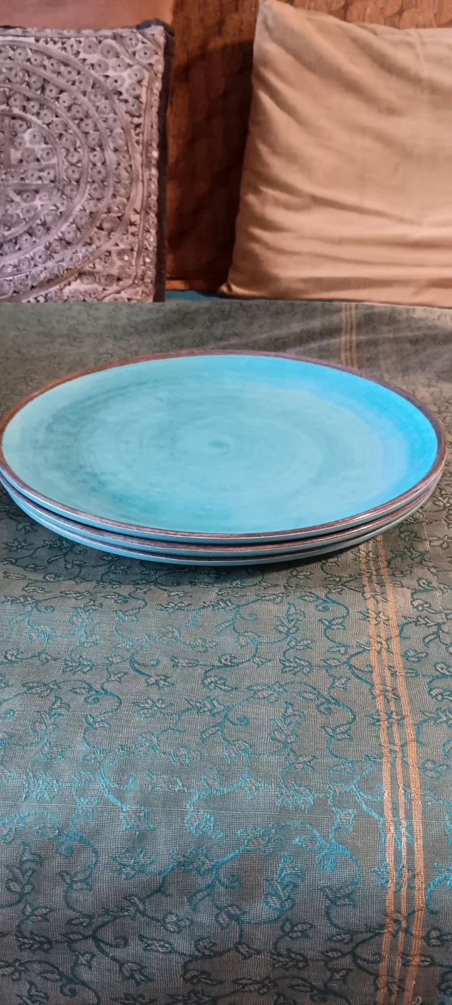 Turquoise Melamine Plates (Set of 3) - photo 3