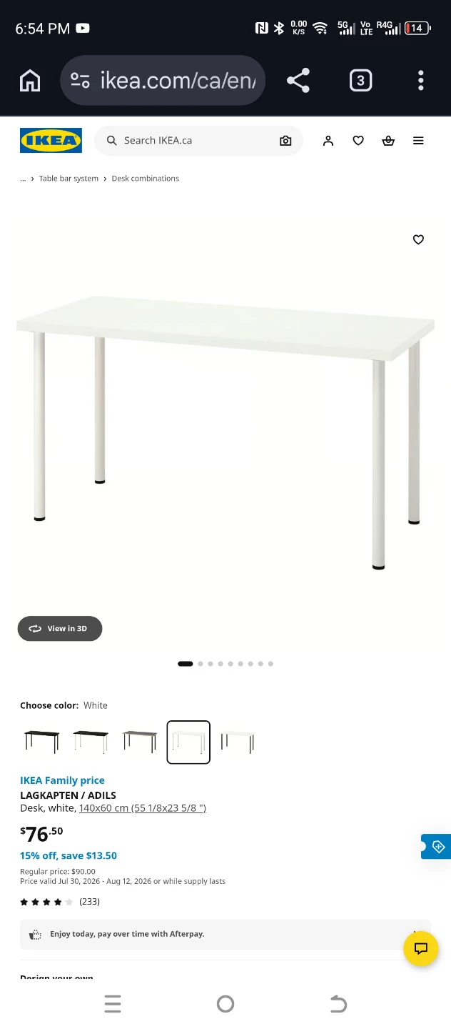 IKEA LAGKAPTEN / ADILS Desk - White including Chair