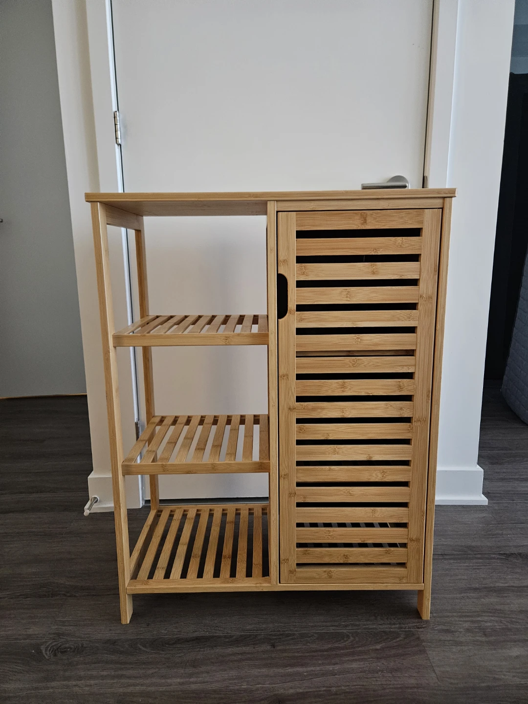 Bamboo Storage Cabinet with Door and Shelves