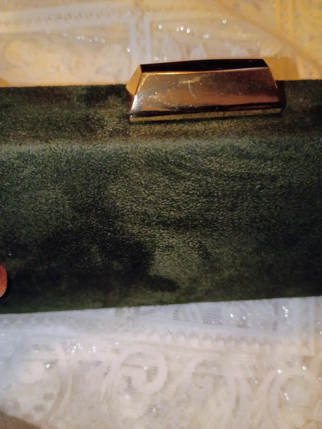 Dark Green Clutch Purse with Gold Clasp - photo 4