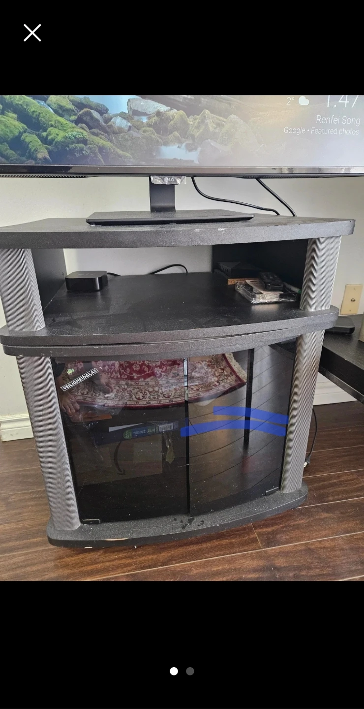 2-Tier TV Stand with Glass Doors