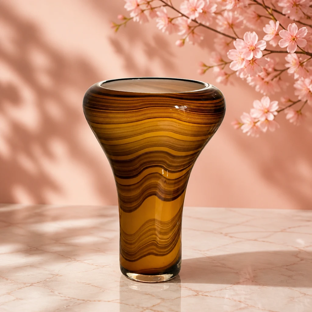 Teleflora Autumn Swirl Art Glass Vase - 12.5" - photo 2