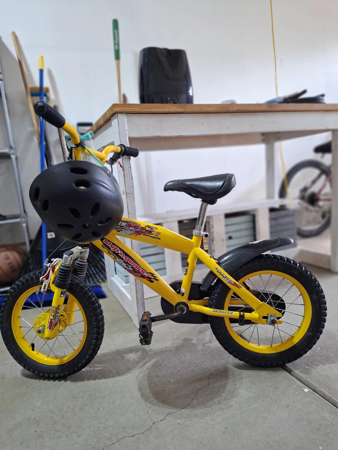 Yellow Kids' Bicycle with Helmet