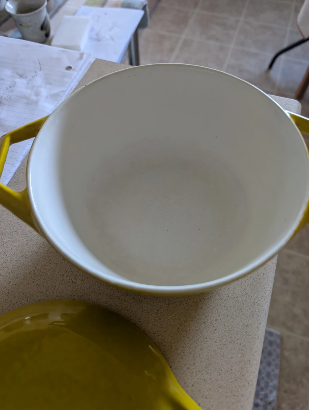 Yellow Enamel Mid-century Pot/Lid. $ Negotiable! - photo 3