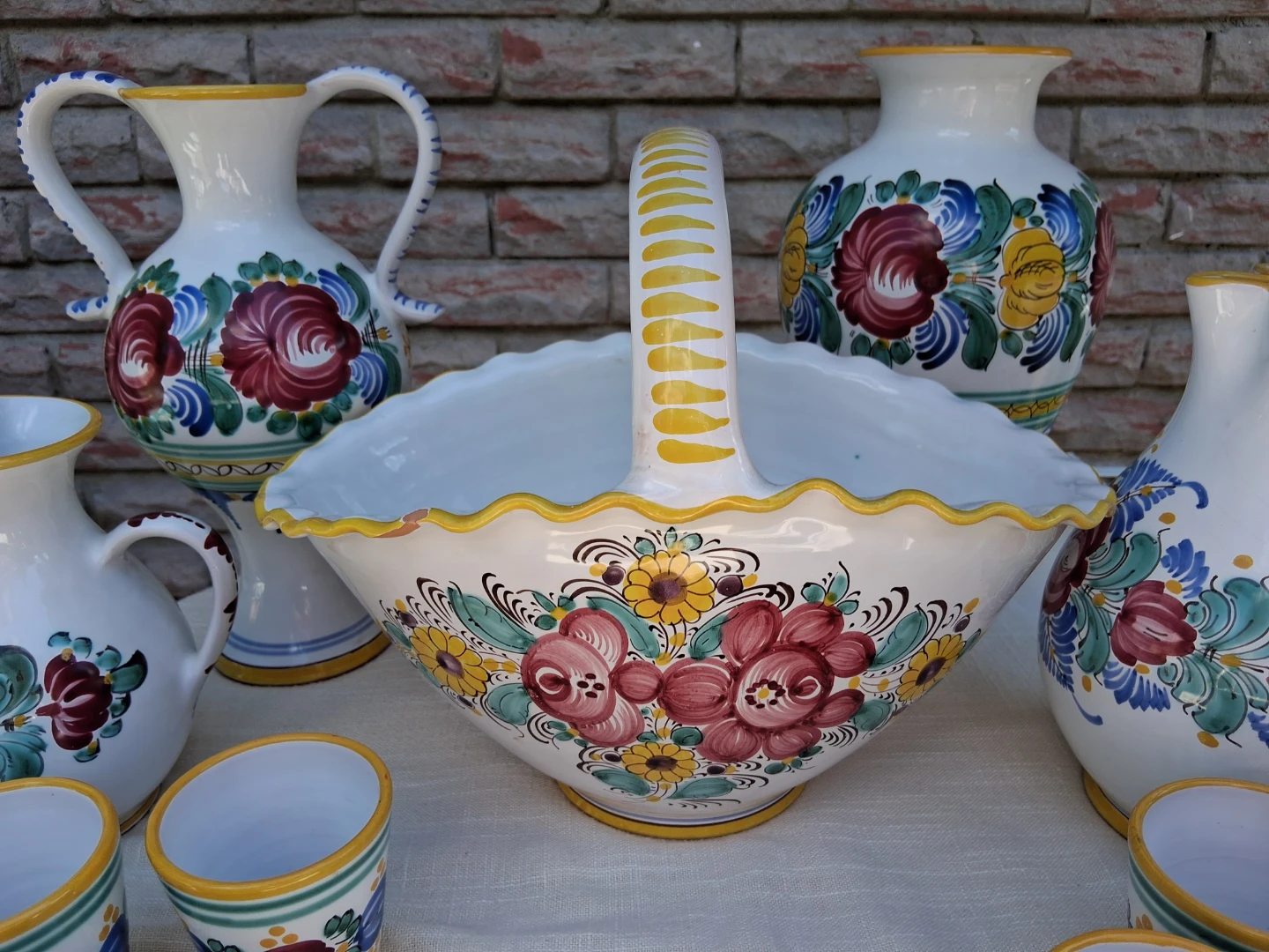 Vintage Hand-Painted Pitcher, Vase, Basket and Cup Set - photo 2
