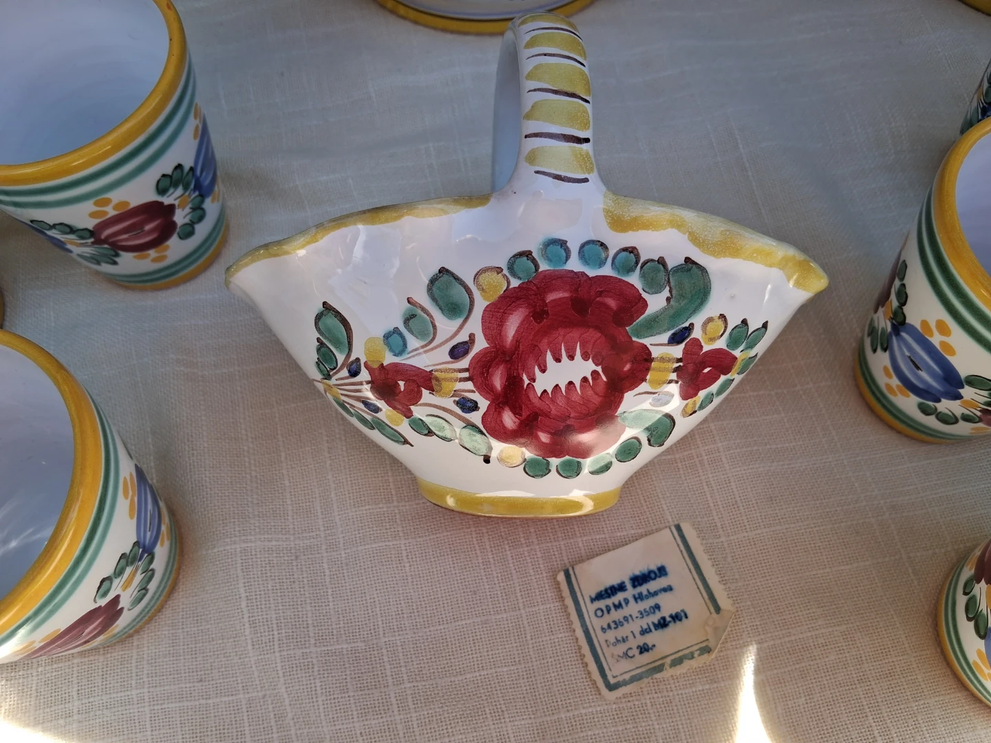 Vintage Hand-Painted Pitcher, Vase, Basket and Cup Set - photo 3