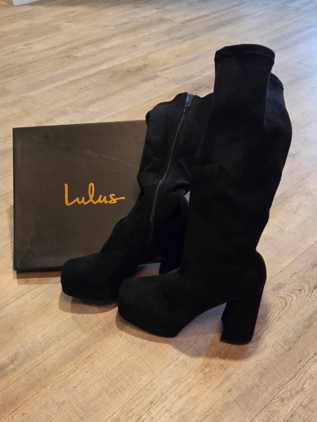 Lulus Black Suede Knee High Boots Size 10 - photo 2