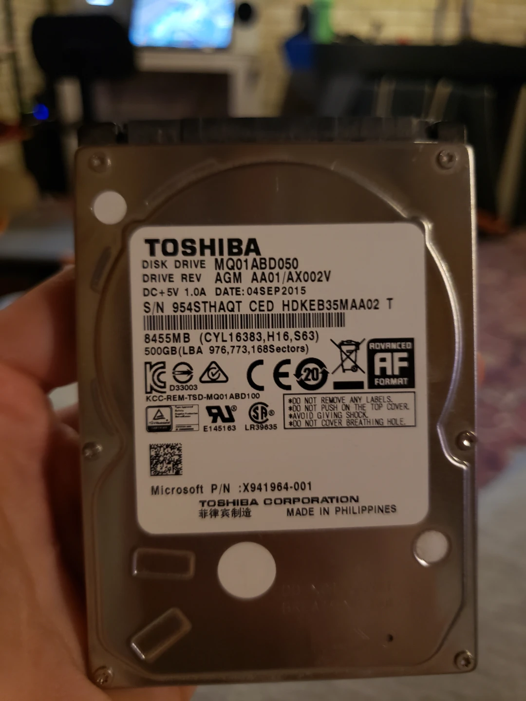 Toshiba 500GB 2.5" Laptop Hard Drive