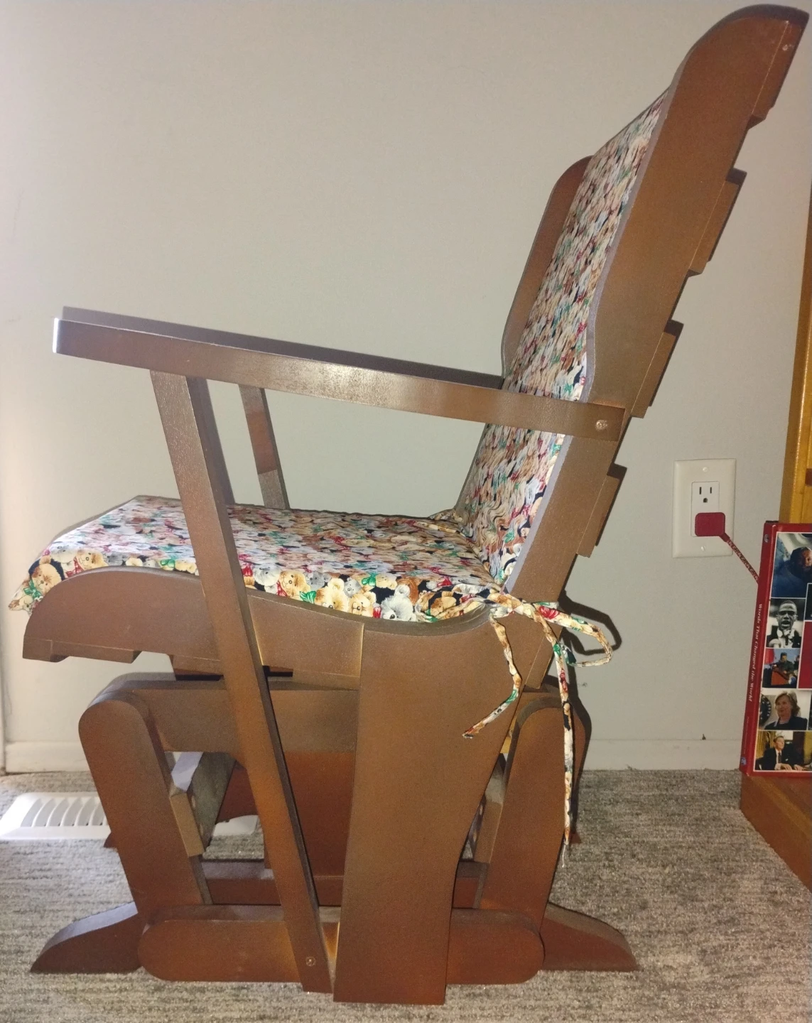Glider Rocking Chair with Teddy Bear Fabric - photo 2
