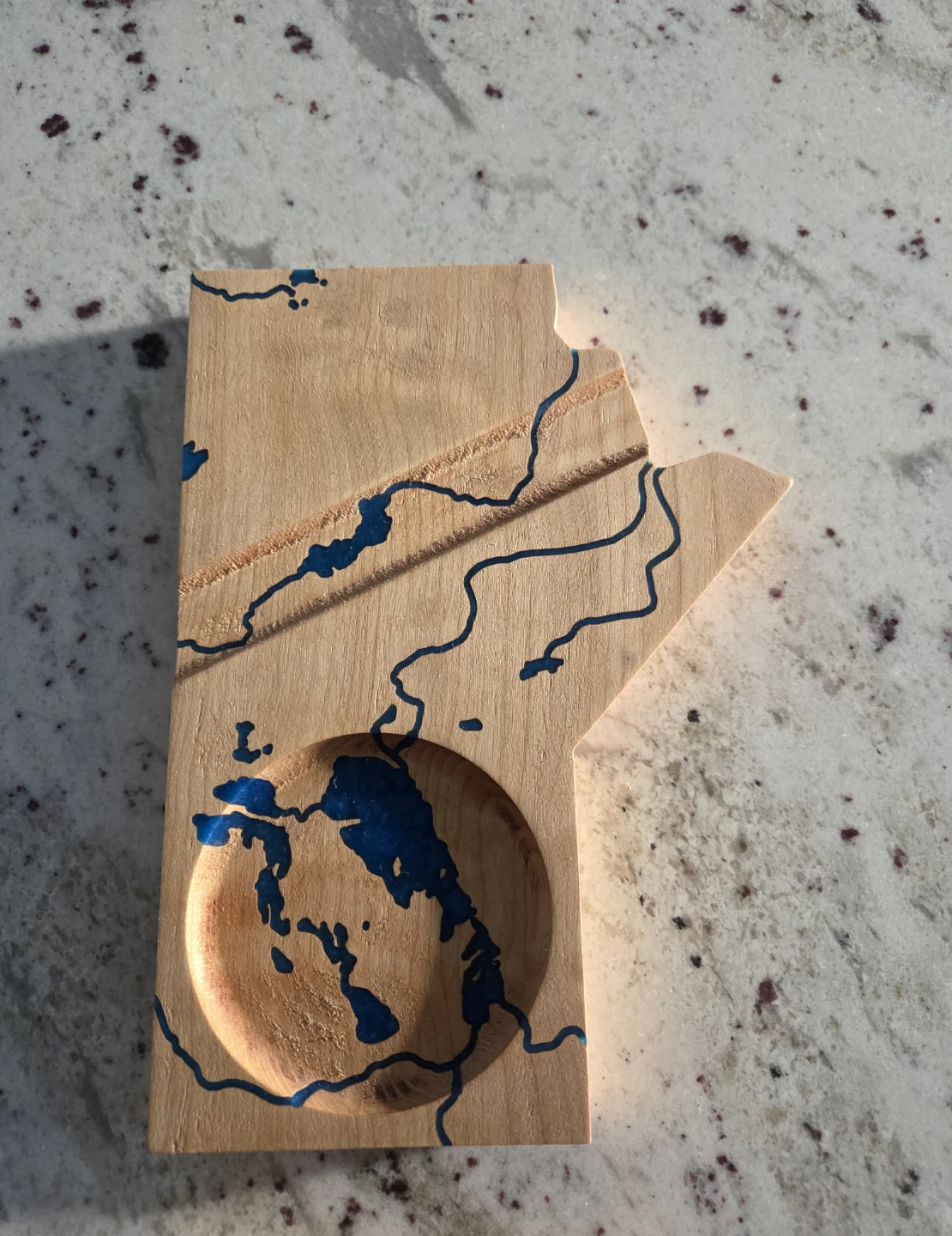 Manitoba Map Wooden Coasters with Blue Resin Inlay - Set of 2 - photo 2