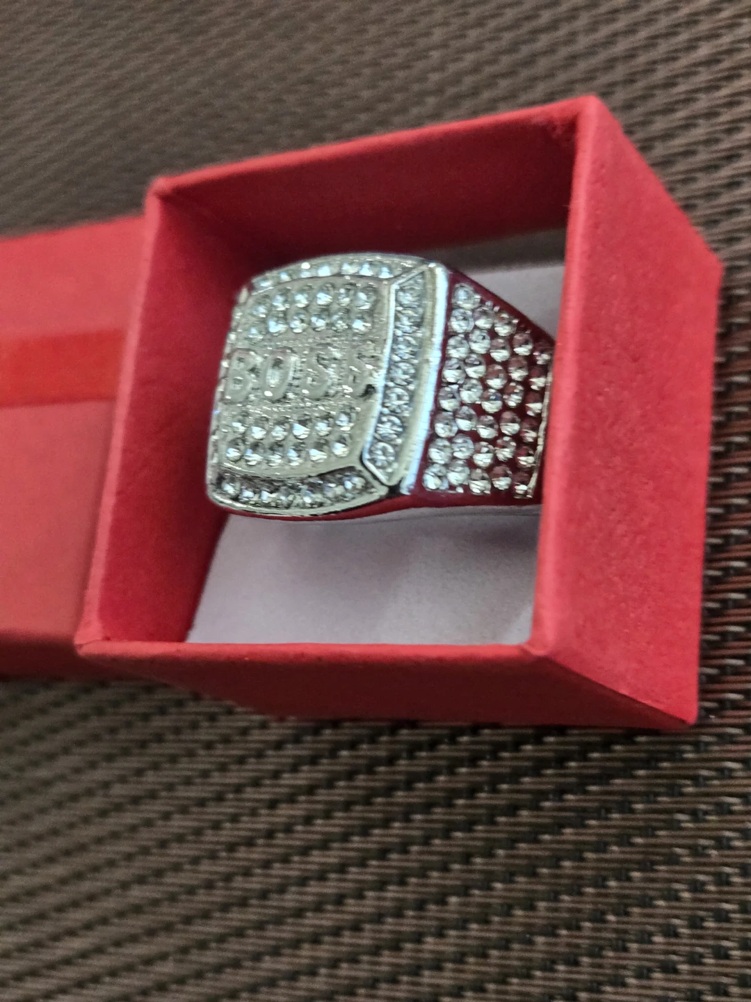 Rhinestone 'BOSS' Ring with Box - photo 2