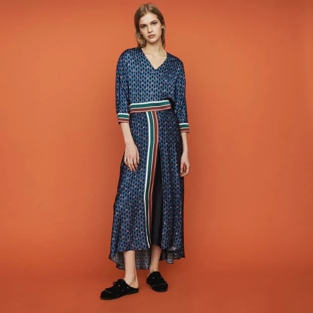 Maje blue geometric pattern maxi dress