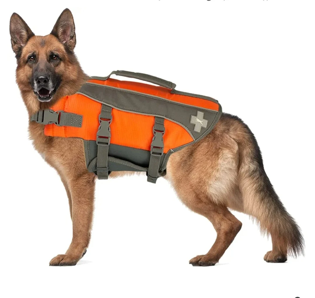 Like New. Orange & Grey Dog Life Vest
