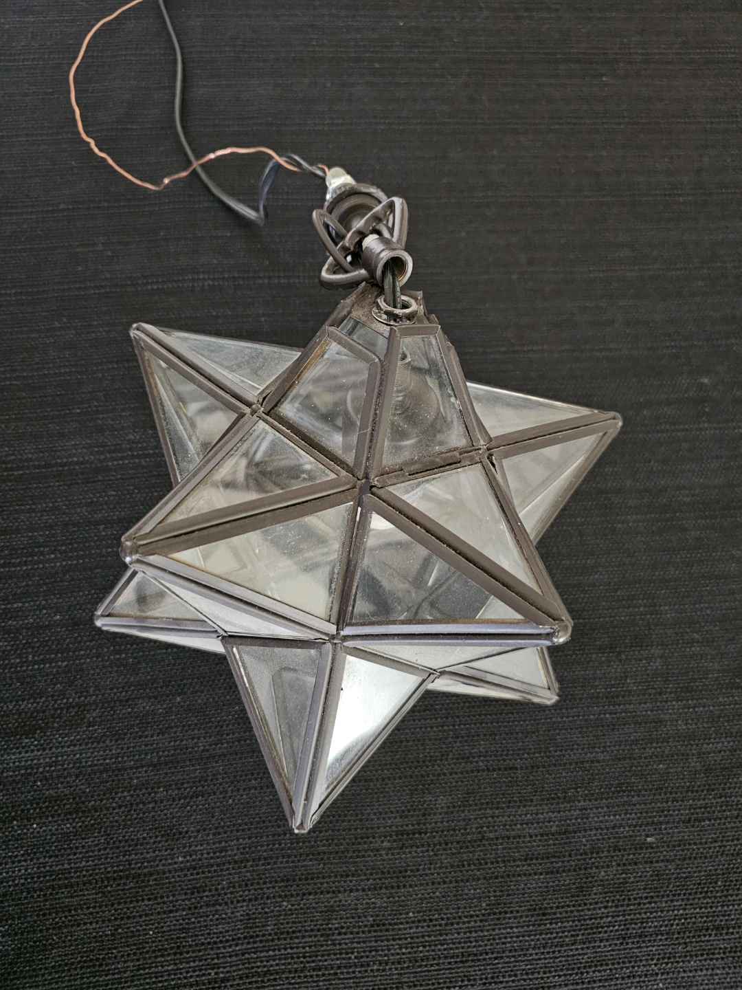 3 Moldovian Star Pendant Light Fixture with Glass Panels - photo 2