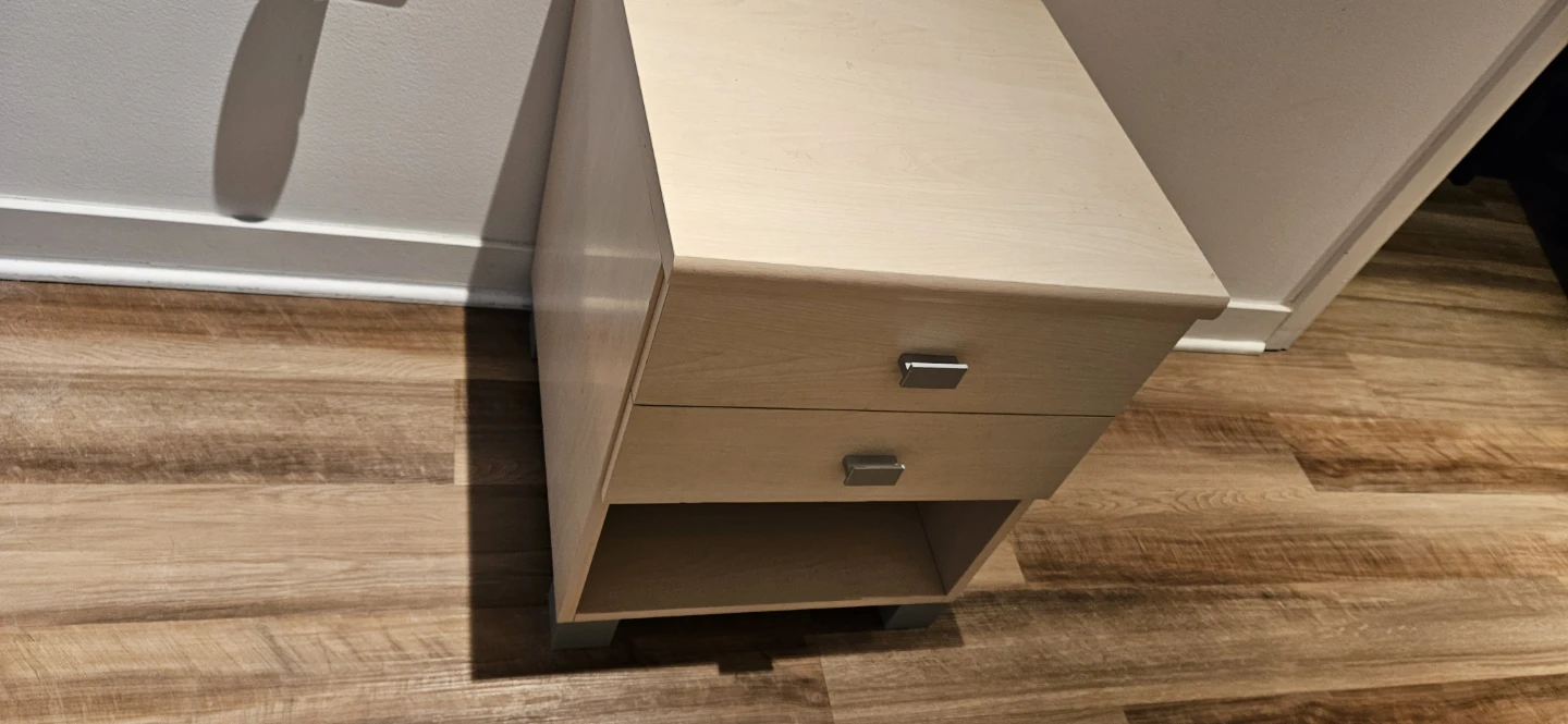 Light Wood 2-Drawer Nightstand - photo 2