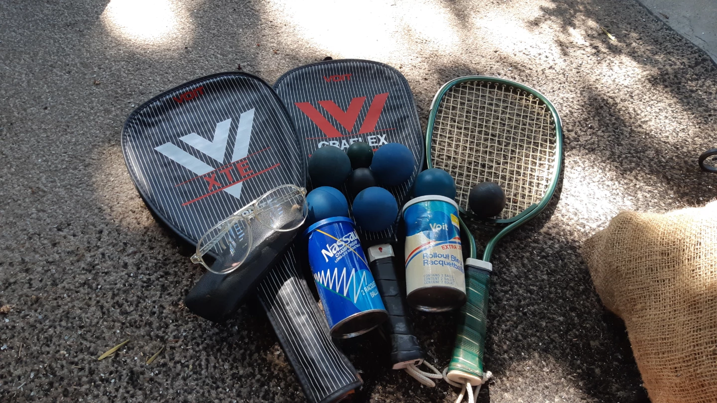 Assorted Racquetball Gear and Balls