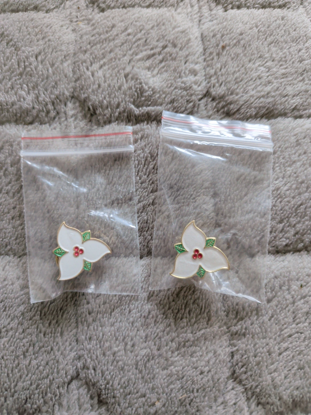 Two Ontario Trillium Flower Enamel Pins