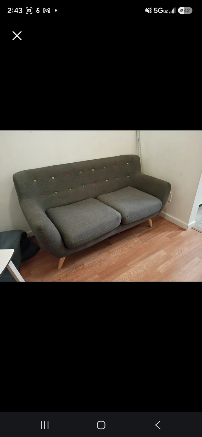 Gray Mid-Century Style Loveseat